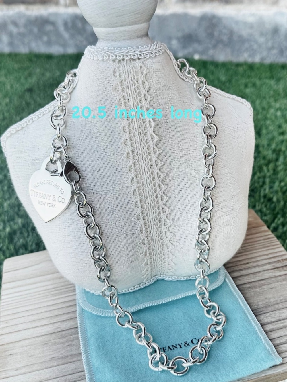 EXTRA LONG Tiffany & Co XL Heart Tag Necklace in Silver, 20.5 inch